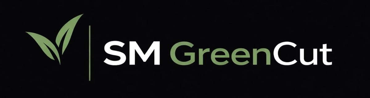 SM GreenCut logo featuring green leaf icon with company name on black background